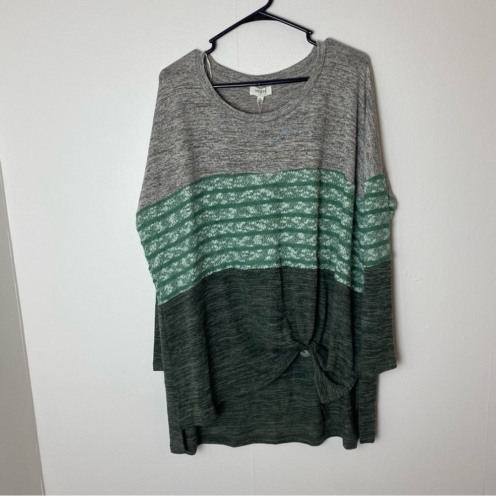 Umgee NWT Color Block Striped Front Knotted Hem T… - image 2